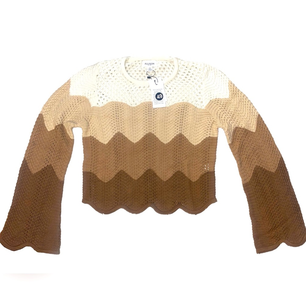 🆕#13~ ALLISON PARLA PULLOVER Sweater, Playful TAUPE OMBRE, Size Small